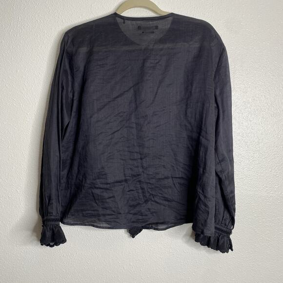 Isabel Marant Ruffle Blouse Black Size 40‎ (L) Ramie - Picture 5 of 5